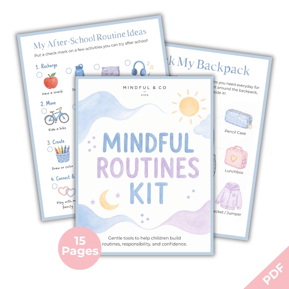 Mindful Routines Kit for Kids – Printable Routine Charts & Visual Schedule (Ages 4–10)