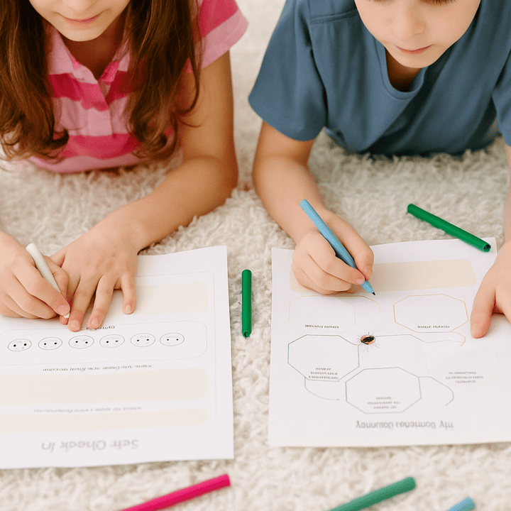 Children coloring worksheets, Self Check In and My Gratitude Journey
