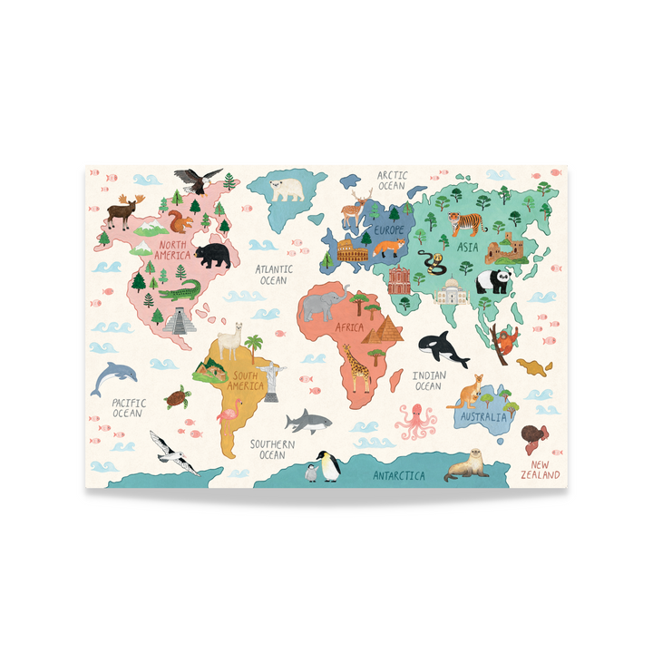 world map art print